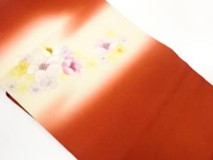 塩瀬金彩手描き花模様名古屋帯